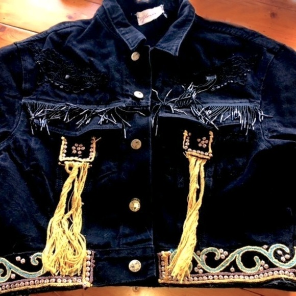 Gloria Jean Jacket Burmese Kalaga Elephant Sequins Glass Beads Dolman Sleeves M - Picture 4 of 6